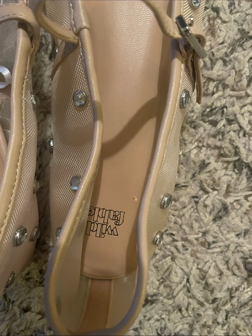 wild fable Nude Mary Jane Flats with Rhinestones - Picture 3 of 4